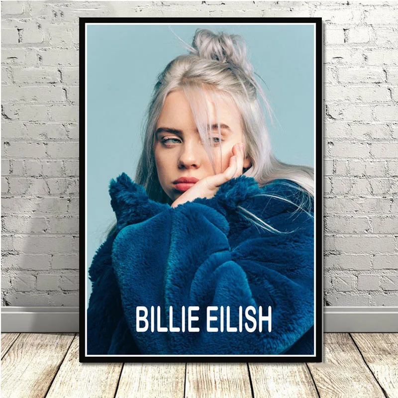 Постер и принты Billie Eilish мы все засыпаем зарыть друг поп-звезда художественная живопись настенные картины для гостиной домашний декор - Цвет: Тёмно-синий