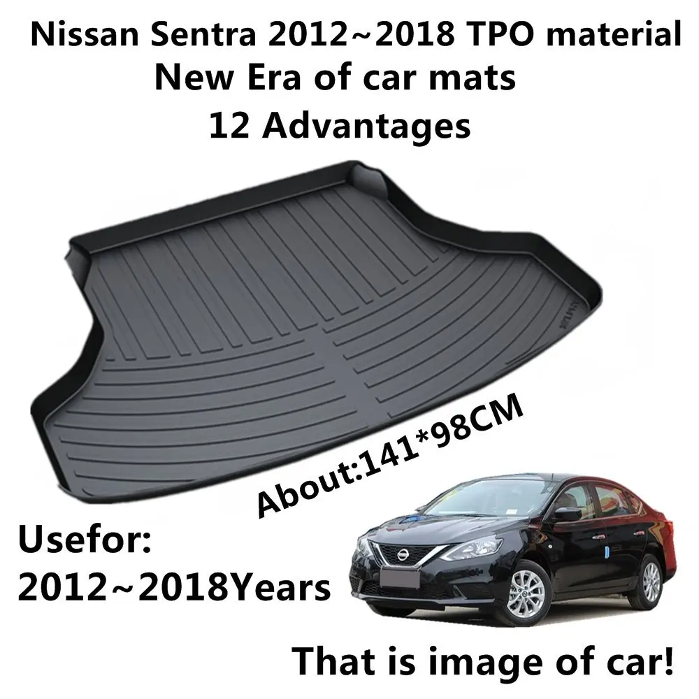 

SJ ALL Weather TPO Car Trunk Mats Tail Boot Cargo Liner Cover Rear Tray Luggage Pad For Nissan SYLPHY Sentra 2012 2013 2014-2018