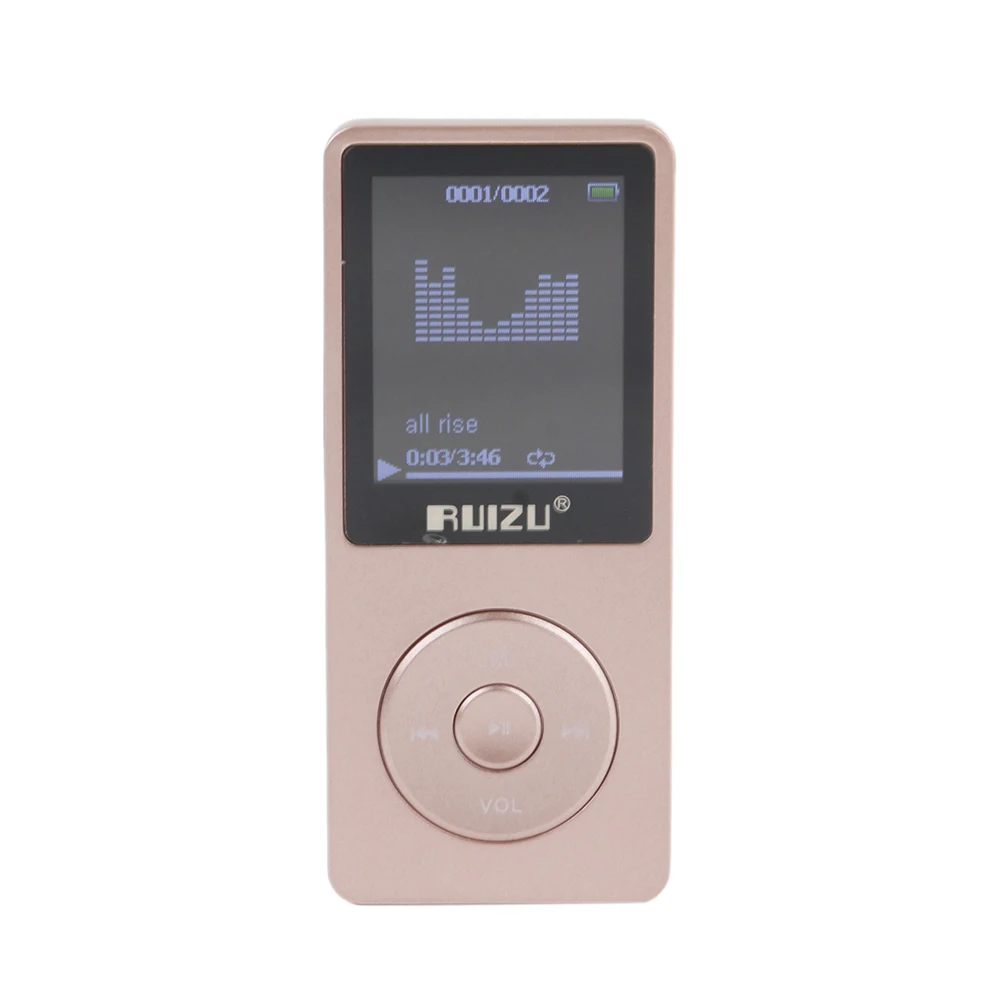English version MP3 Player with 8GB storage and 1.8 Inch Screen RUIZU X02 Built-in Li-Battery support TXT E-book music player |