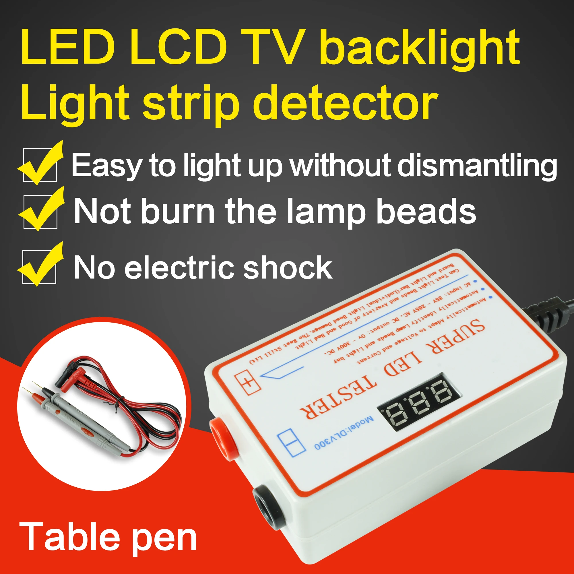 Instrumento de Medição de Led Testador de Saída de 0300v com Led e Luz de Fundo de tv Multiuso Tiras Grânulos - Imagem 5