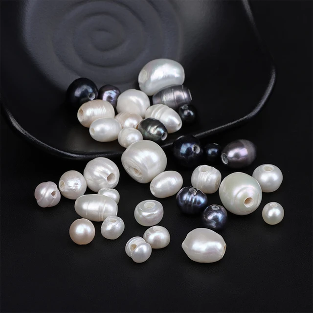 5pcs/lot Natural Freshwater Pearls Beads Cultured Oval Large Hole