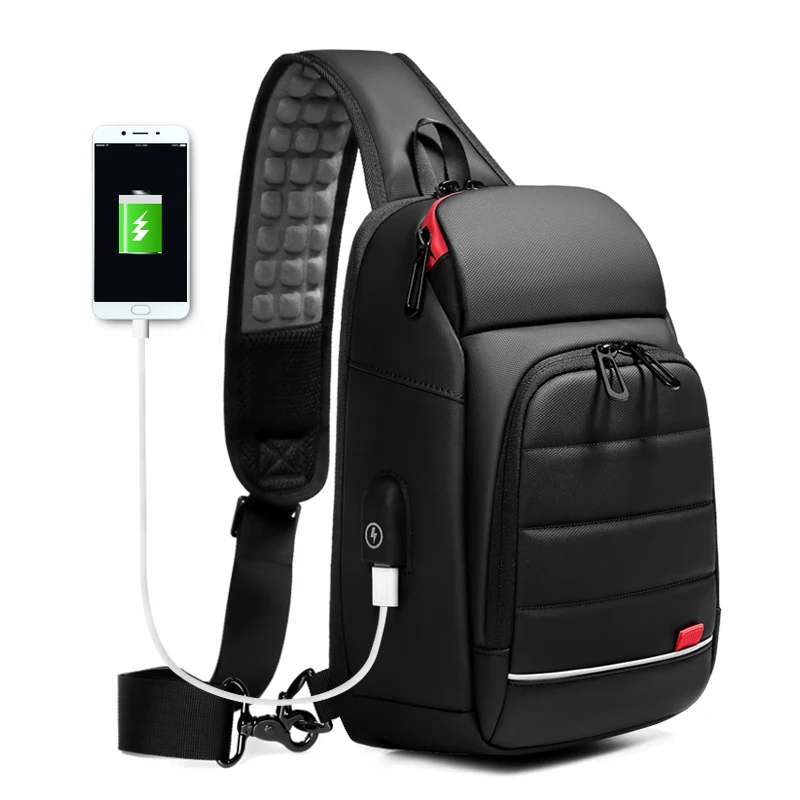 Новая многофункциональная Мужская нагрудная сумка, зарядка через usb, короткие дорожные сумки-мессенджеры, водоотталкивающая сумка через плечо, черная нагрудная сумка