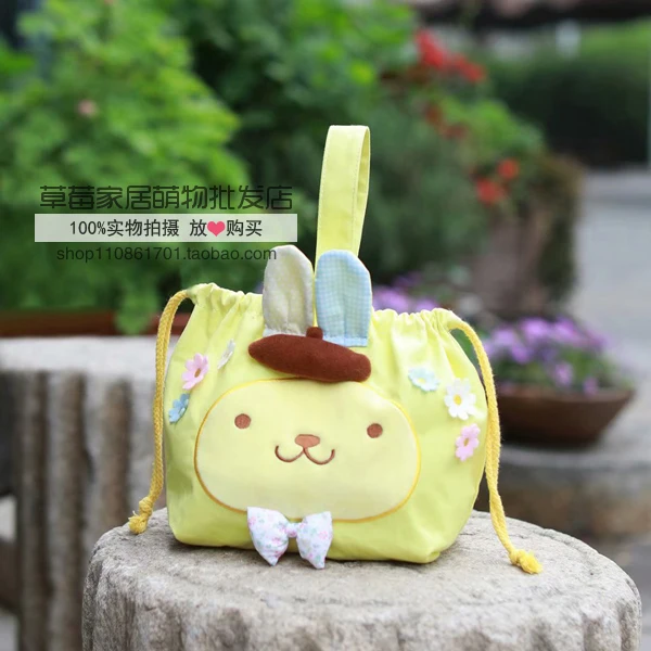 Мультфильм милый Sanrio, Hello Kitty с рисунками из мультфильма «My Melody Cinnamoroll Марка pom-Pom Purin холщовый мешок на завязках косметички для макияжа сумки для девочек