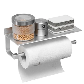 

Self-adhesive Towel Holder Paper Rack Spice Jar Storage Wall Mounted Shelf for Kitchen Storage Rack Bathroom Supplies