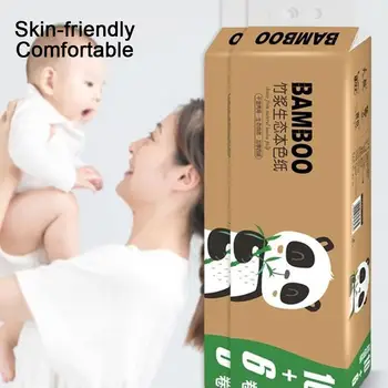 

Bamboo Pulp Color Skin-Friendly Affordable Soft Bamboo Fiber Paper Toilet Paper Roll Paper Baby Household Tampon Natural Family