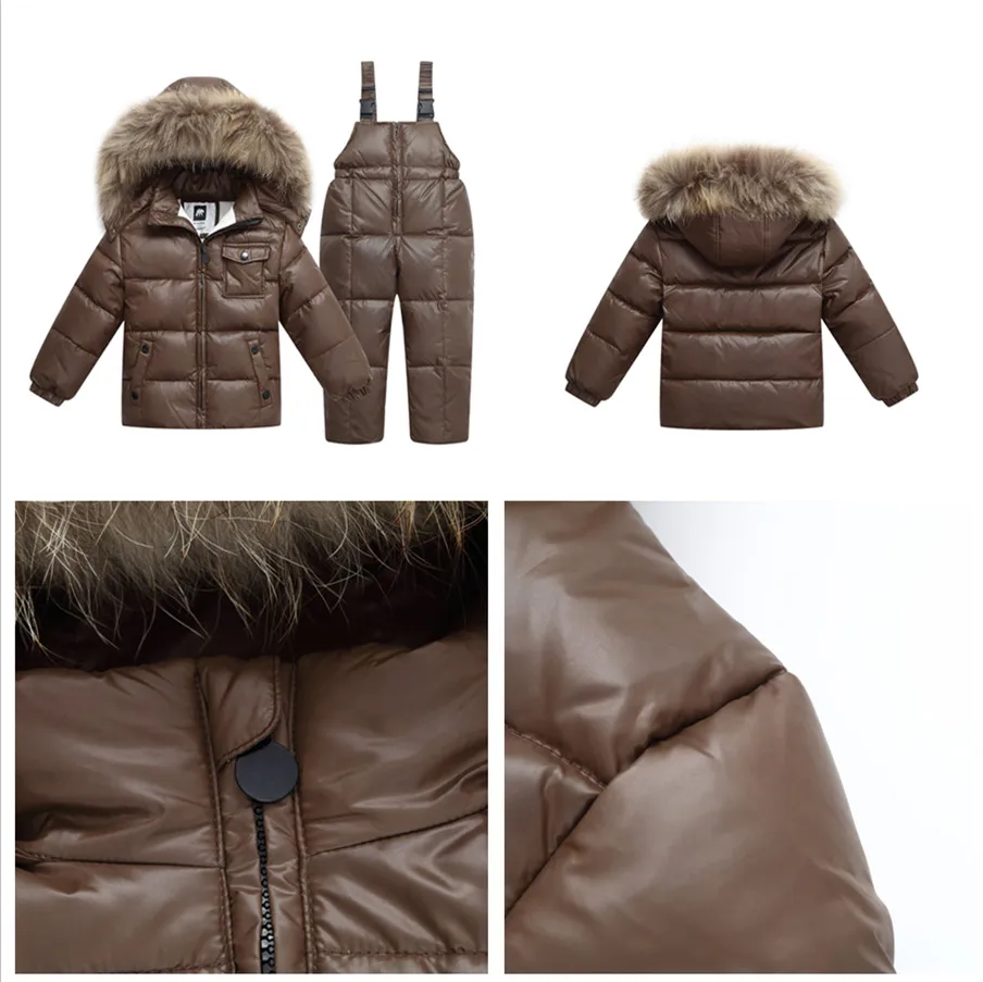 Брендовая детская одежда для русской зимы пуховик для девочек, верхняя одежда и пальто для мальчиков, водонепроницаемые зимние комбинезоны