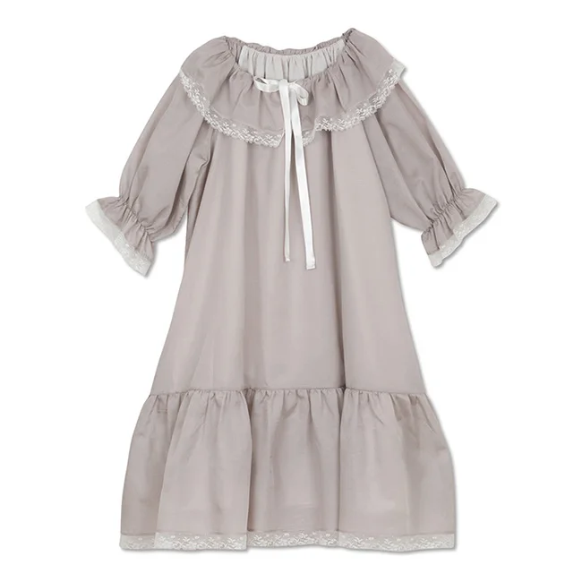 2 Colors Children Girl's Lolita Dress Princess Sleepshirts Vintage Lace Bow Nightgowns.Kid's Sweet Nightdress Sleep Loungewear cotton short pajama sets Sleepwear & Robes