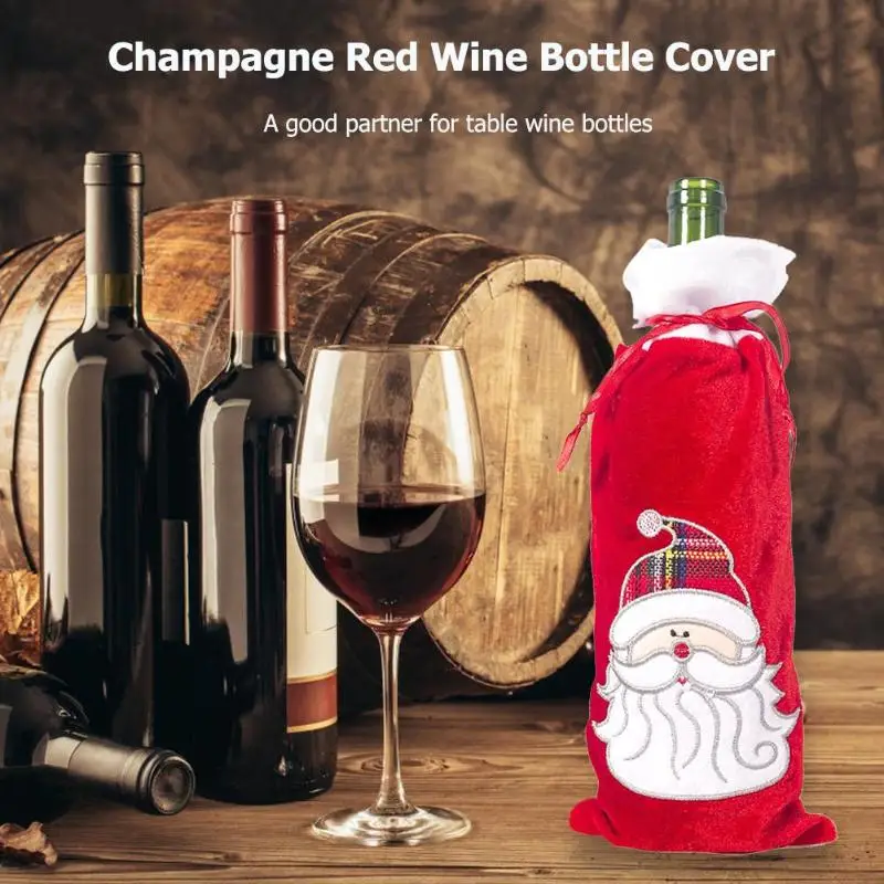 Милая Рождественская Снежинка льняная крышка для бутылки с красным вином сумки Рождественский Декор стола рождественские украшения для домашних держателей Рождество год - Цвет: E1-Wine Bottle Cover