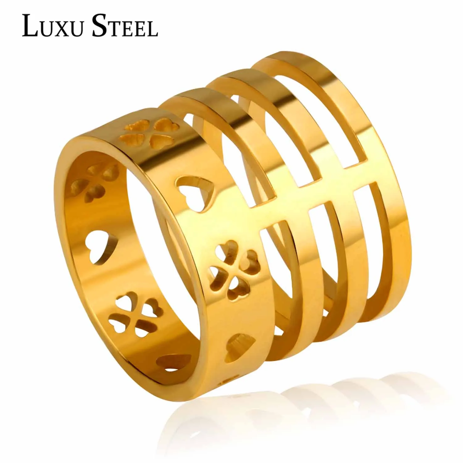 Новые ажурные кольца LUXU STEEL в форме сердца женские обручальные из нержавеющей