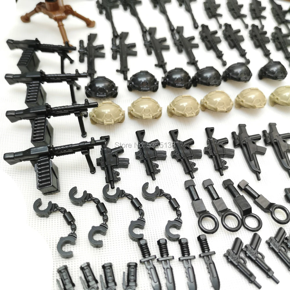  Legoes Weapon Pack Military Accessories Army Building Blocks Brick Toys for Kids Machine Guns Morta