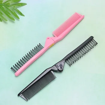 

1 Bag/6pcs Foldable Comb Double-Headed Hair Folding Comb Anti-static Hair Comb High Temperature Resistance Comb (3pcs Black, 3pc