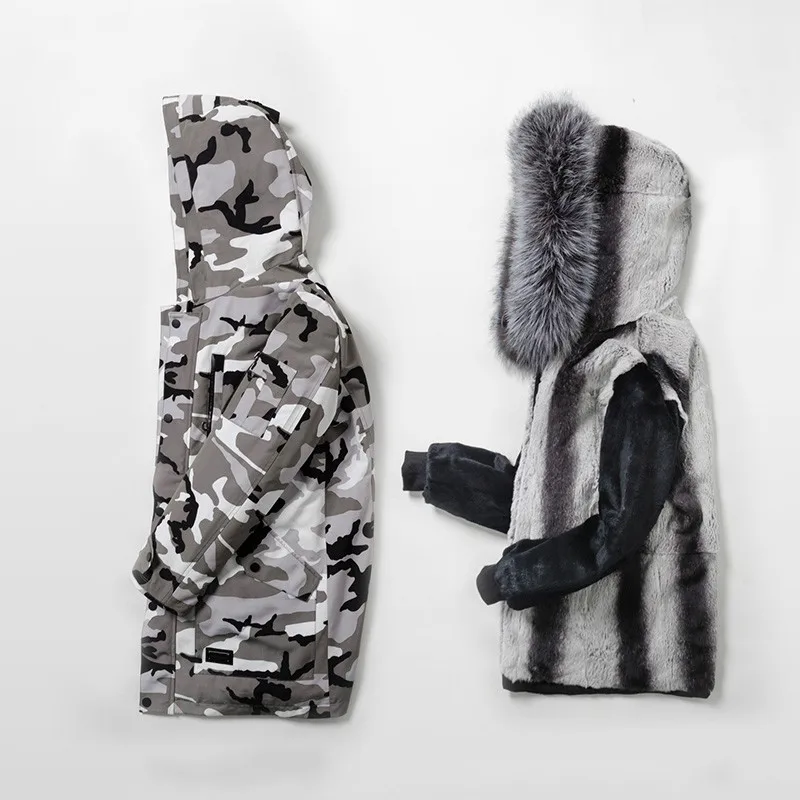 

Parka Fur Men Winter Jacket Rex Rabbit Fur Coat for Men Camouflage Parkas Chaquetas Hombre Invierno KD89006-2 KJ2202