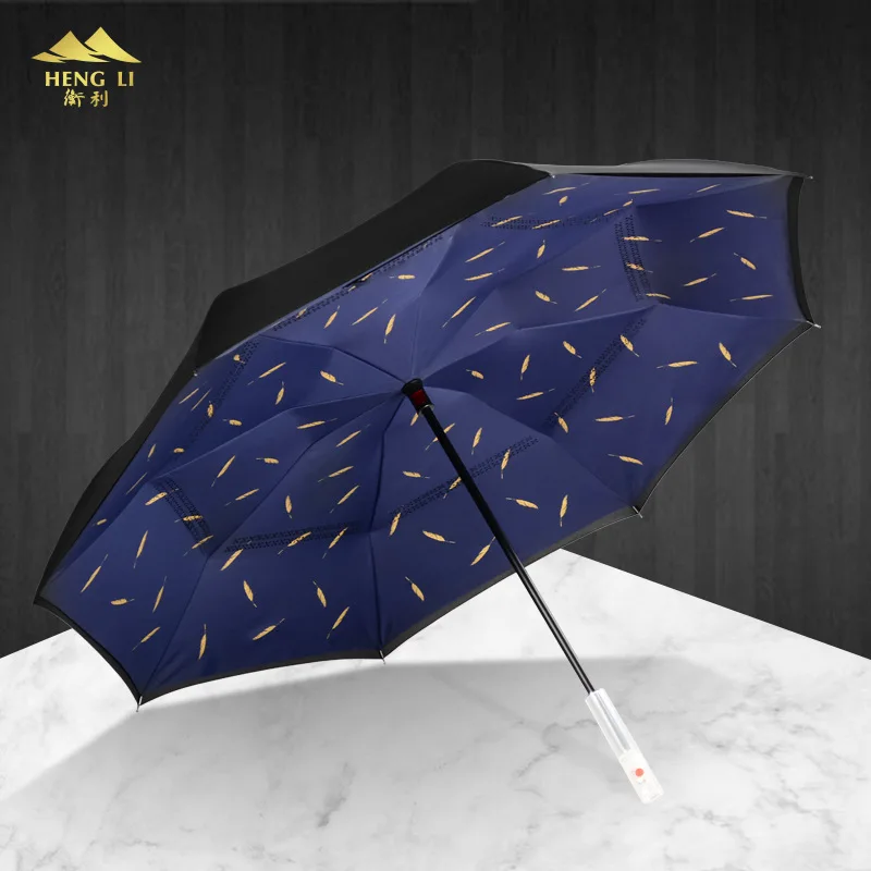 

LED Creative Reverse Umbrella Hand Development Light Hands-Free Inverted Umbrella Car Anti-Bone Double Layer Reflective Edge Veh