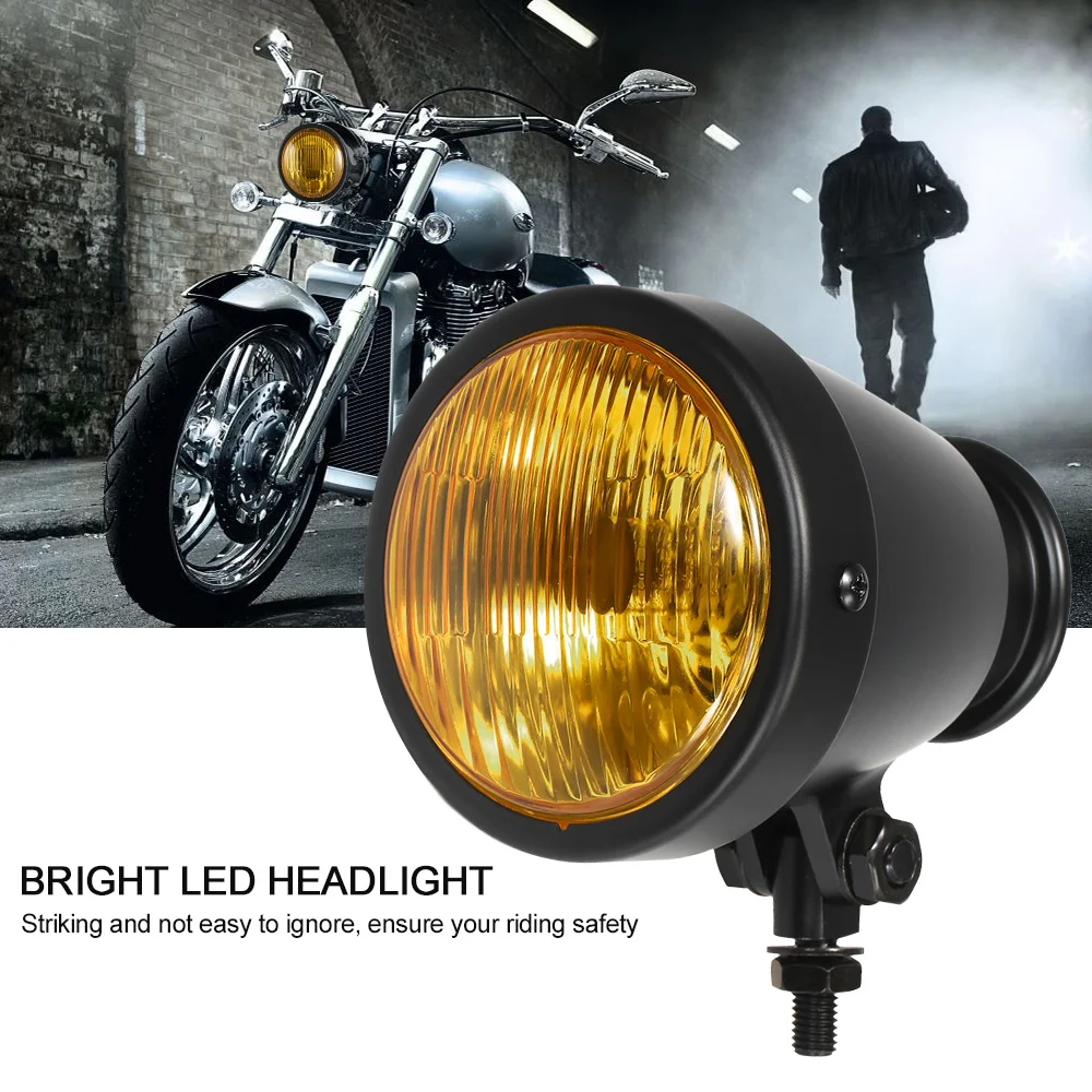 

12V Universal New Motorcycle LED Headlight Headlamp Front Lights Driving Lamp Black Case