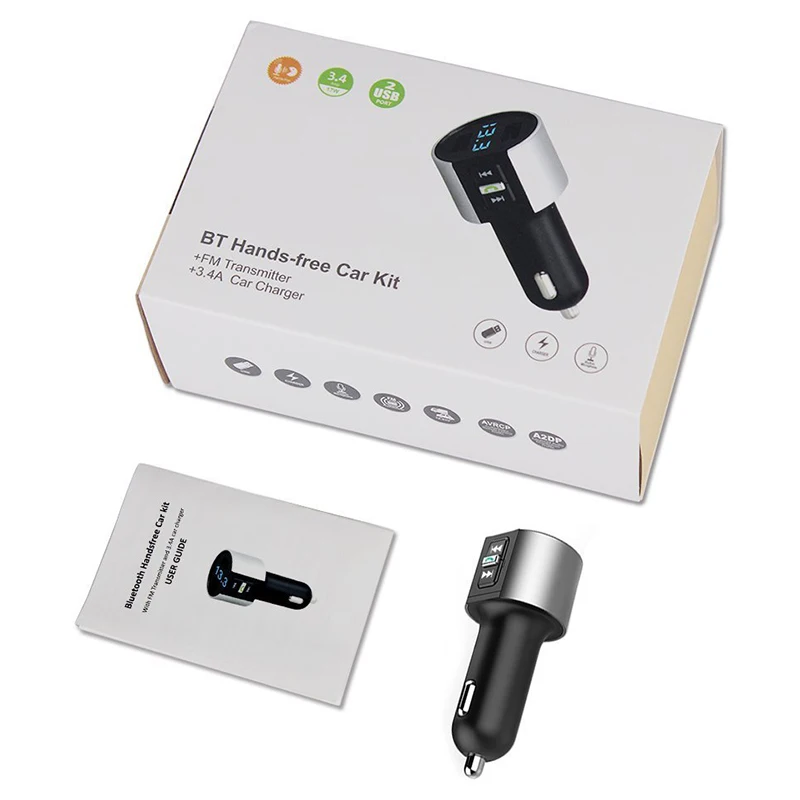 Беспроводной автомобильный Bluetooth fm-передатчик MP3-плеер Радио адаптер автомобильный комплект 2-USB зарядное устройство