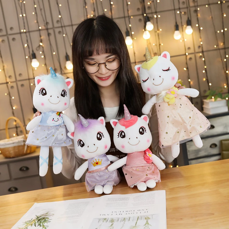 

Nice New Unicorn Plush Toy Soft Stuffed Rainbow Unicorn Ballet Skirt Doll Animal Horse Toy High Quality Gifts For Children Girls