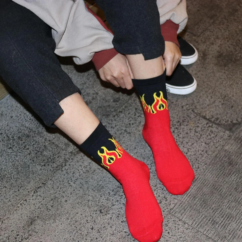 CXZD, мужские Модные носки в стиле хип-хоп, хит, цвет на огне, носки для команды, красный огонь, фонарь, горячий, теплый, Уличный Скейтборд, длинные хлопковые носки