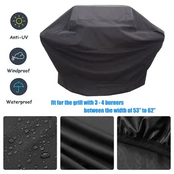

Black Waterproof BBQ Cover Heavy Duty BBQ Accessories Grill Cover Rain Barbacoa Anti Dust Rain Gas Charcoal Electric Barbeque