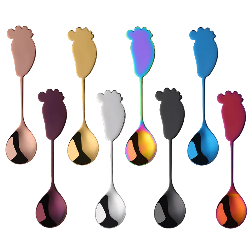 4Pcs/lot Creative Coffee Tea Spoon Stainless Steel Mini Cute Spoons Snack Dessert Scoops Drinking Tools Baby Dinner Spoons
