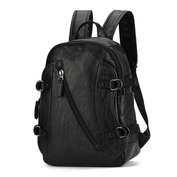 

New travel business backpack men's backpack fashion student bag PU leather multifunctional computer bag
