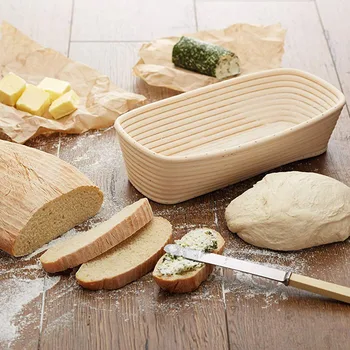 

1pc Kitchen Proofing Proving Rattan Baskets Cookie Baking Bread Long Dough Basket Rattan Food Storage Baskets