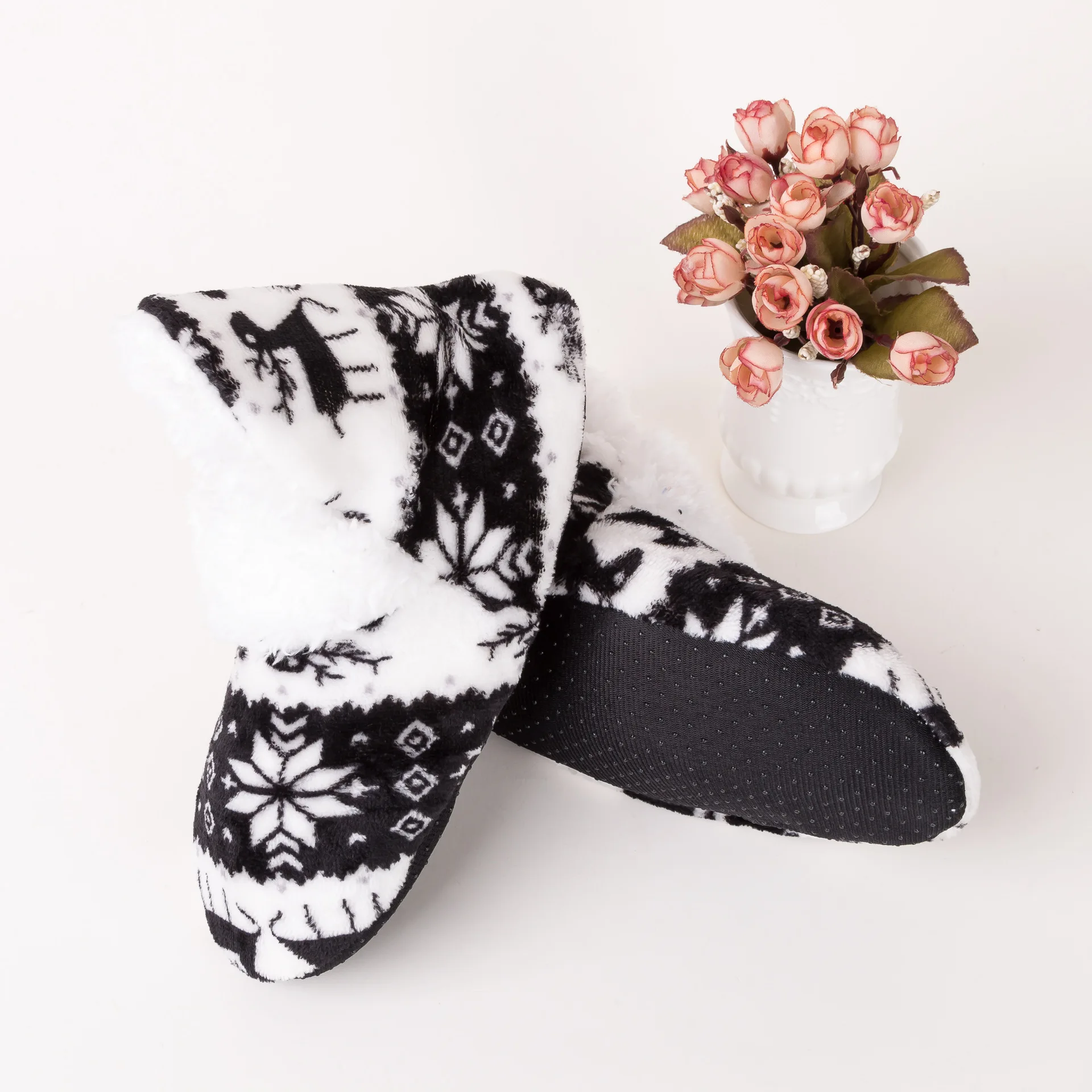 Новые модные женские зимние толстые теплые носки для девочек; носки-тапочки для спальни; Рождественский подарок; нескользящие теплые зимние носки для взрослых; Тапочки - Цвет: C