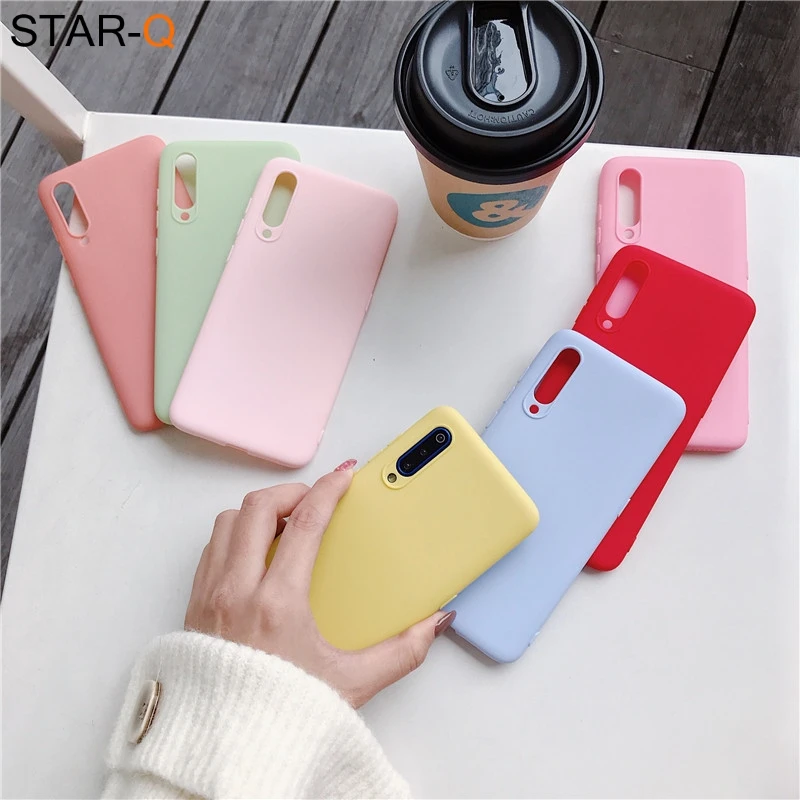 pouch phone candy color silicone case for xiaomi mi 9 lite se mi9 mi8 8 a2 lite 9t pro a3 a1 note 10 matte soft tpu back case waterproof cell phone case