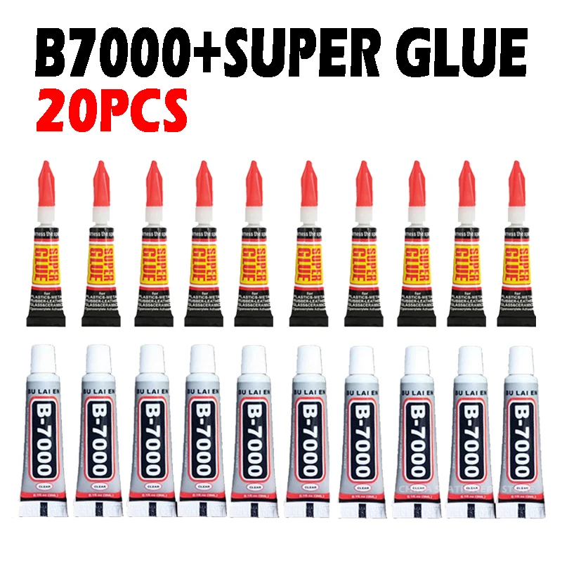 20pcs B7000 502 Liquid Super Glue Mobile Phone Touch Screen DIY Repair Point Diamond Jewelry Metal Instant Strong Bond Leather | Канцтовары