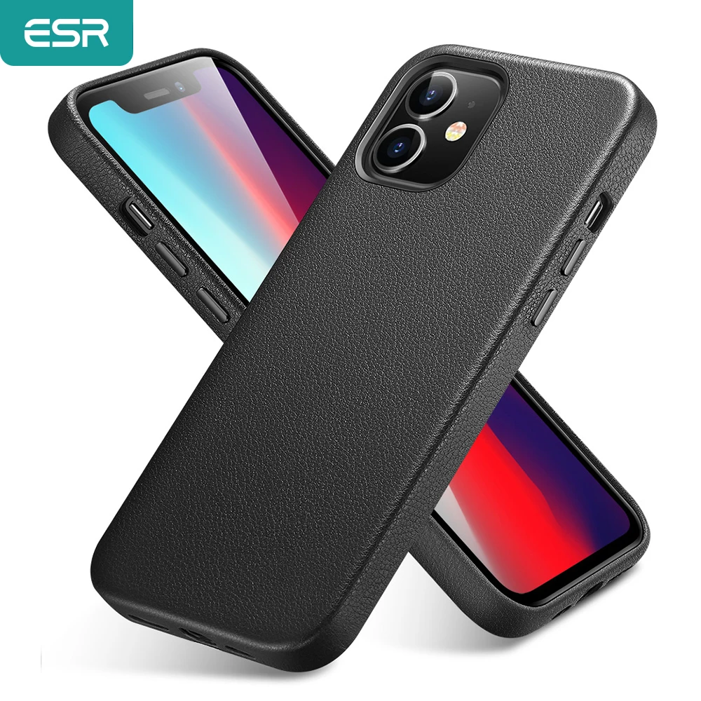 ESR Luxury Case for iPhone 12 Leather Back Cover for iPhone 12 mini 12 Pro Max Genuine Leather Business Case for iPhone 12
