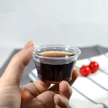 

100pcs High quality transparent taste cup 20ml 50ml 100ml 200ml PET small round pudding yogurt fruit salad plastic cup with lid
