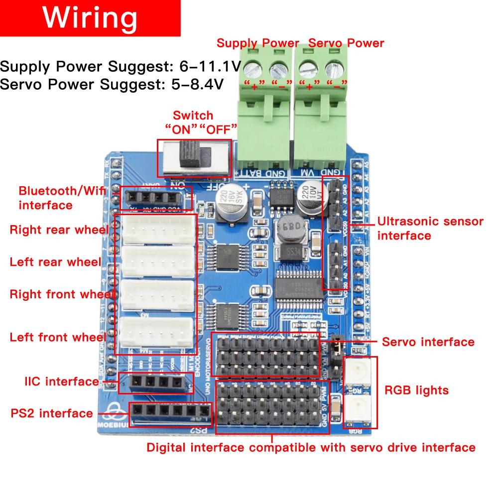 PS2 HC 06 RC Arduino большой Mecanum колеса робот шасси автомобиля комплект с блоком питания