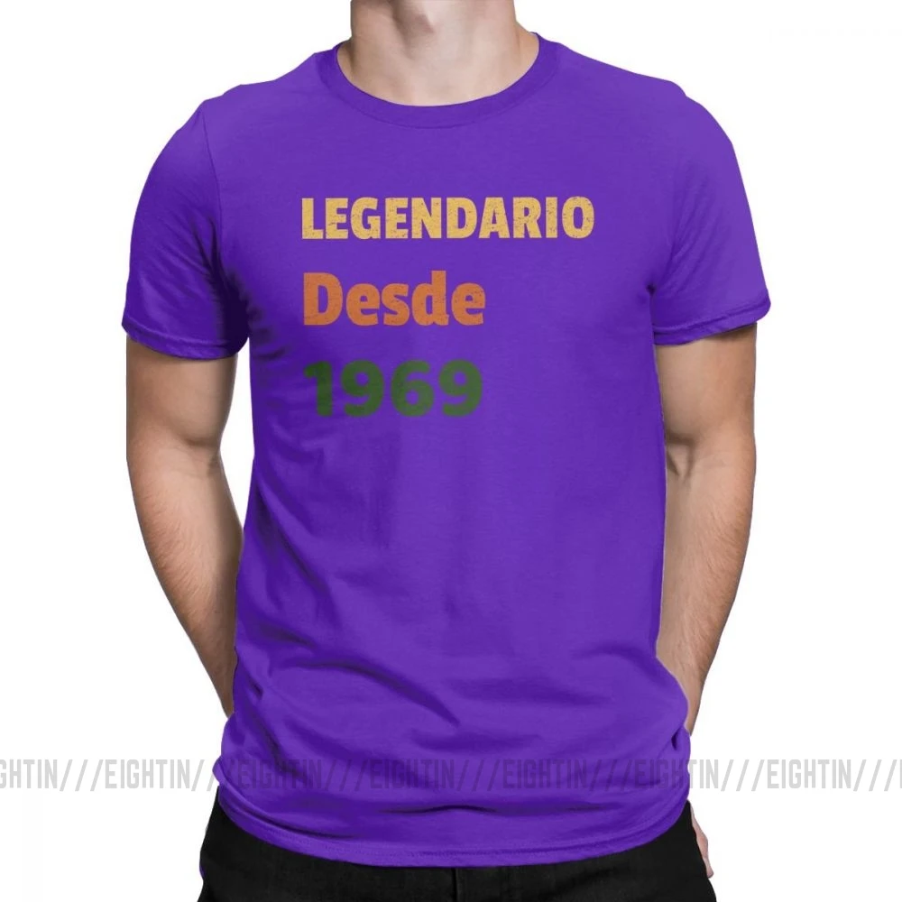 Legends Are Born In 1969, футболка, испанская, испанская, мужская,, подарок на рождение, топы, винтажные, с круглым вырезом, хлопковая футболка - Цвет: Фиолетовый