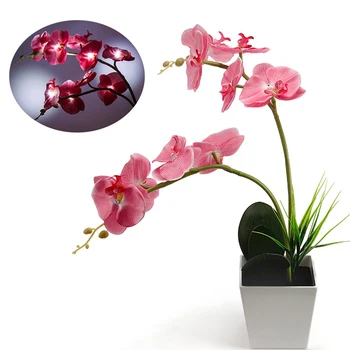 

Battery Operated Table Balcony Home Led Light Living Room Lighted Artificial Potted Decoration Orchid Flower Energy Saving