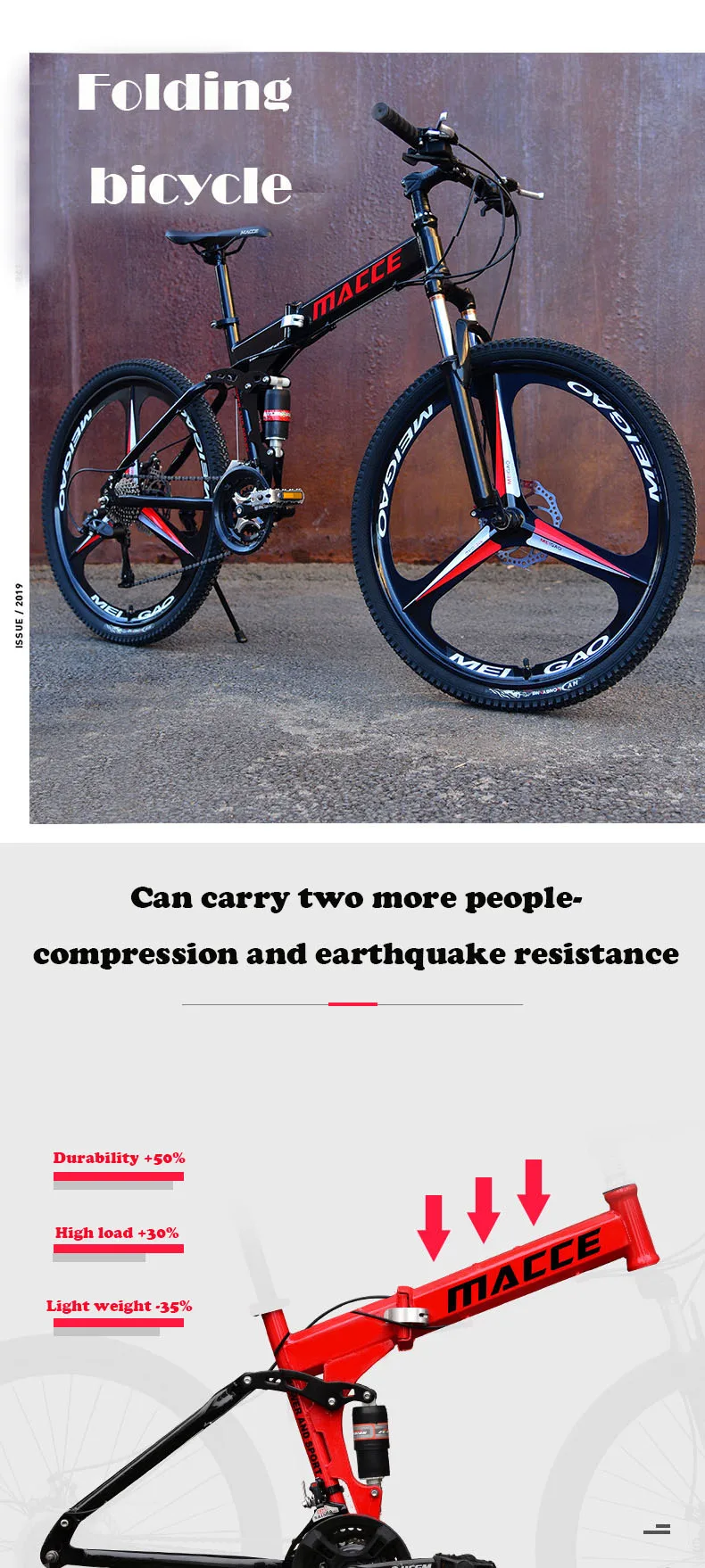 Sale 26Inch Folding Mountain Bicycle 21Speed Double Shock Absorption Off-Road Variable Speed Top editioAdult Student One-Wheeled Bike 2