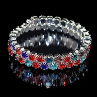 Ladies Crystal Rhinestone Bracelet Bangle Adjustable Wide Cuff Bracelet Bride Crystal Stretch Bracelet Jewelry for Women's Gifts 2