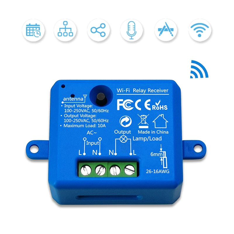 Tuya Smart Life крошечный WiFi Разъем модуль выключатель света, приложение дистанционного управления, голосовое управление, работа с Google Home Echo Alexa IFTTT - Цвет: Синий