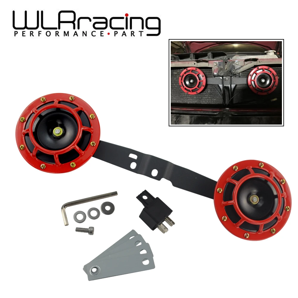 WLR RACING Horns Bracket & 2pcs 12v 115DB Super Loud Compact Electric
