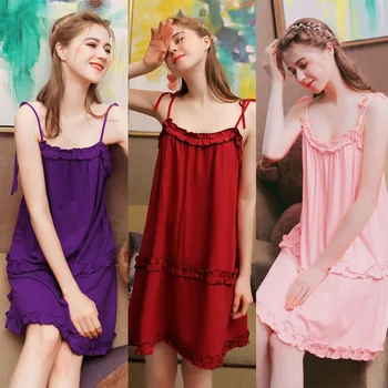 

Cotton Sleepshirts Sleeveless Sleepwear Sexy Lingerie Pijamas Female Nightgowns Nightdress Women Nighties Summer Home Dress