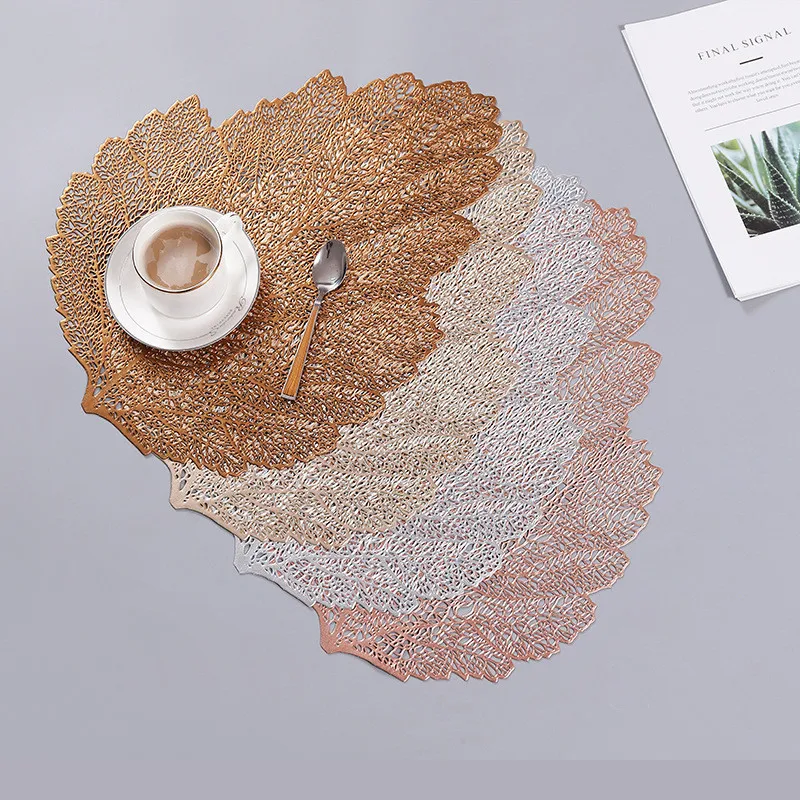 Creative Green Leaf Printed Insulation Placemats Coasters Western Table Mats