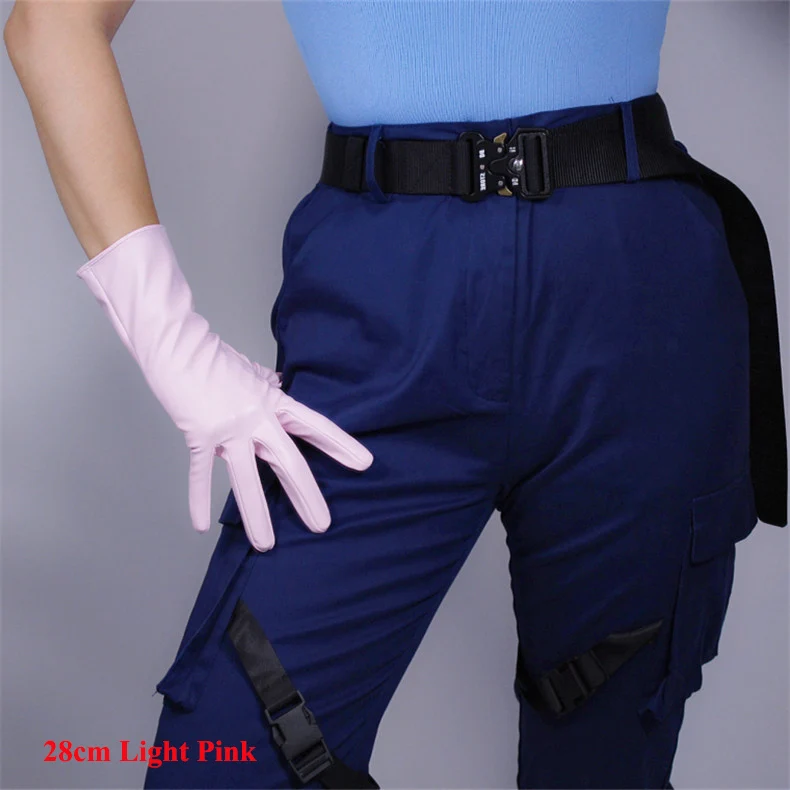 Newest Women PU Gloves Loose Long Faux Leather Glove 90cm Big Sleeve Amulation Sheepskin Light Pink Female WPU308 Newest Women PU Gloves Loose Long Faux Leather Glove 90cm Big Sleeve Amulation Sheepskin Light Pink Female WPU308