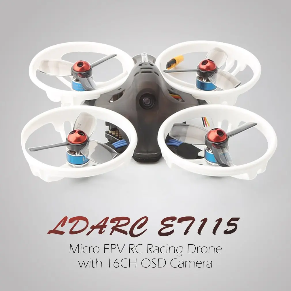 LDARC ET115 2-3S 5,8G крошечный микро FPV RC гоночный Дрон с 100mW 16 ch VTX камера ntsc OSD 12A BLHELIS PNP версия