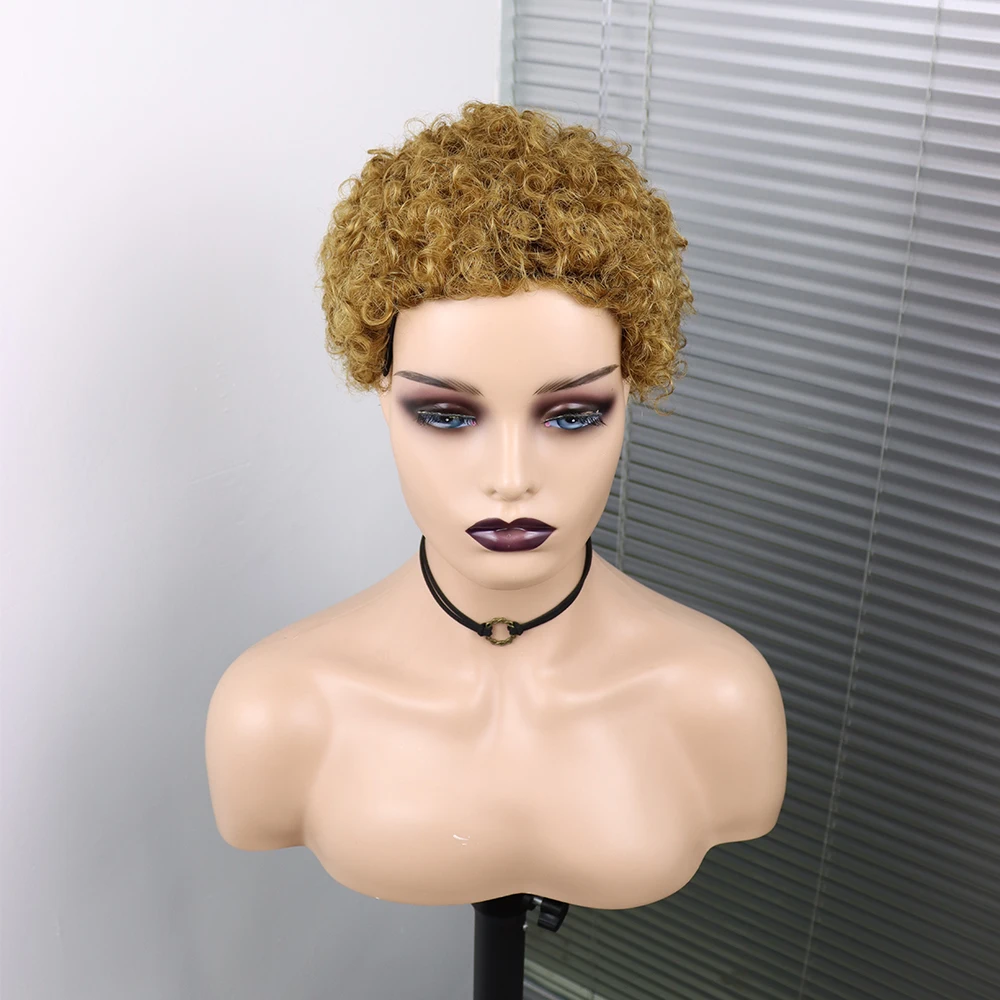 Short Curly Hair Wigs Pixie Cut Brazilian Human Hair For Black Women Natural Black 150% Density Glueless Afro Kinky Curly Wig
