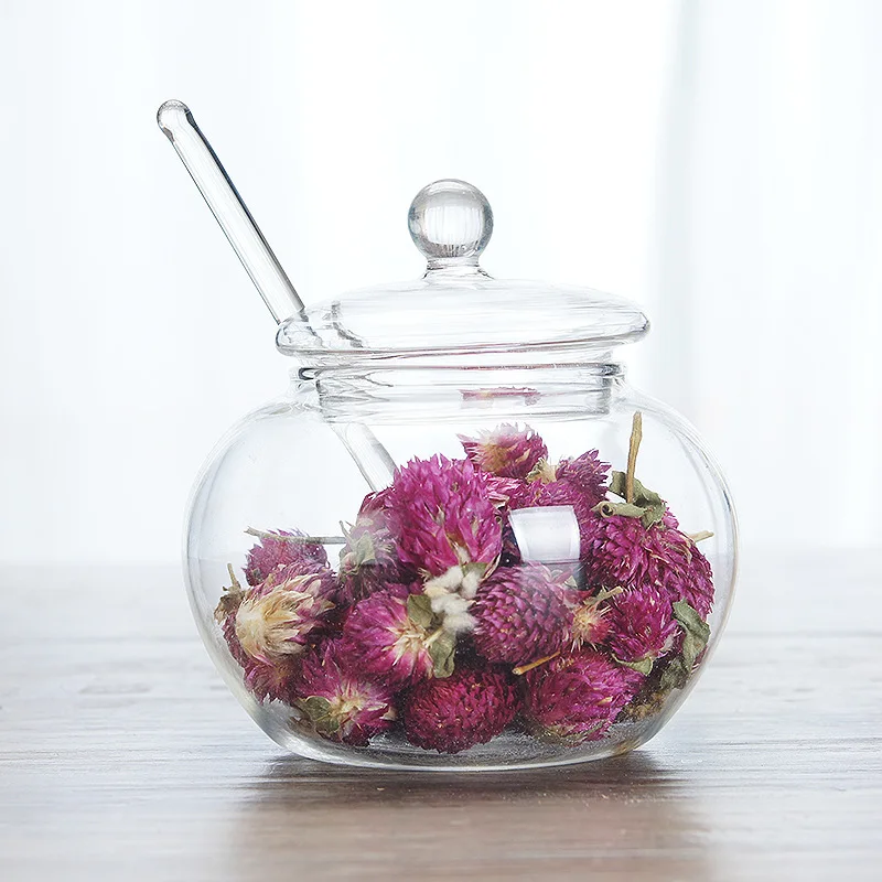 250ML Crystal Glass Jar With Lid Spoon Candy Spice Pots Spicing Sugar Bowl Home Transparent Flatware Kitchen Cooking Organizer spice container glass honey jars sugar bowl