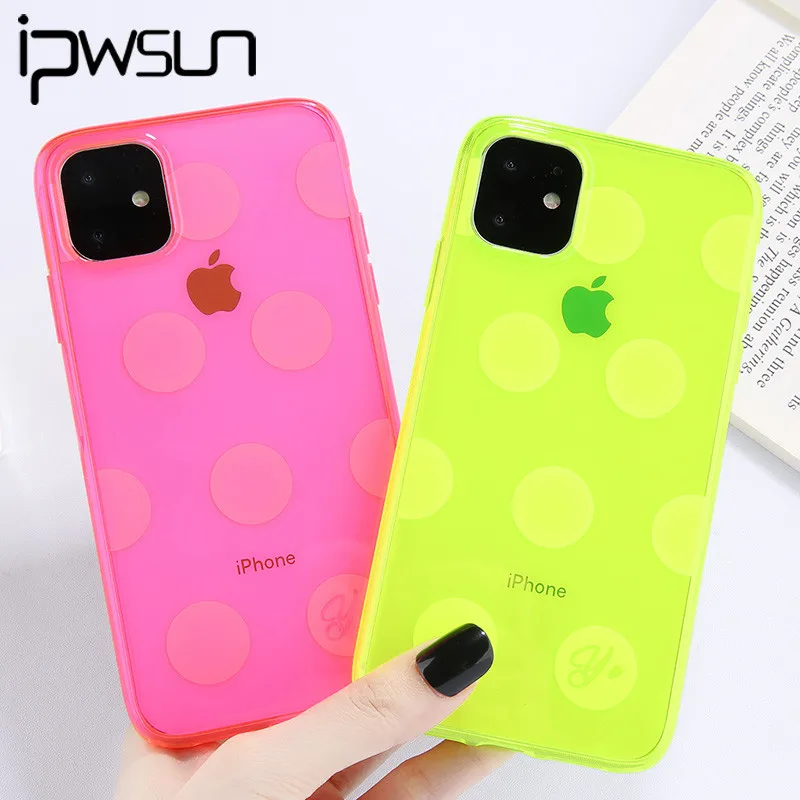 Флуоресцентный прозрачный чехол iPWSOO для iPhone 11 Pro Max X XR Xs мягкие IMD Чехлы 7 8