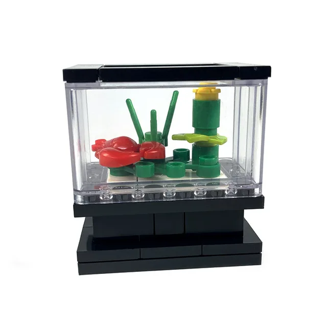 Small Particle Building Block Fish Tropical Animals Tank Compatible MOC DIY Mininatures Model Creative Gift Bricks Kid Toys Fish tank B