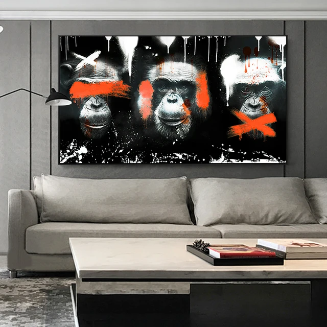 Pôsteres e Impressões de Macacos Engraçados, Animal Pop Art, Luxo, Crazy  Gorilla Canvas, Pintura de Parede, Decoração da Sala, Moda - AliExpress