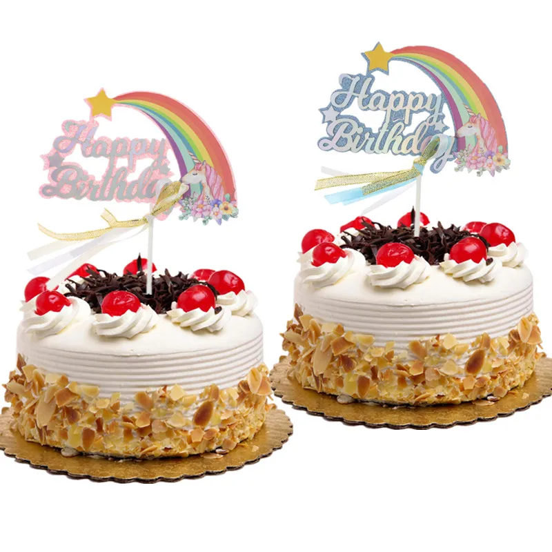 Cake Toppers Flags Hot Air Balloon Rainbow Happy Birthday Cloud Star Cake Topper Wedding Baby Shower Baking Party DIY Xmas