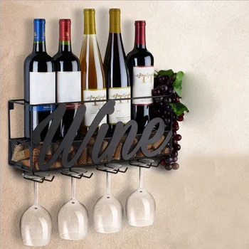 

Party Wine Rack Easy Install Bottle Glass Holder Space Saving Iron Wire Home Kitchen Cork Storage Practical Wall Mounted Durable