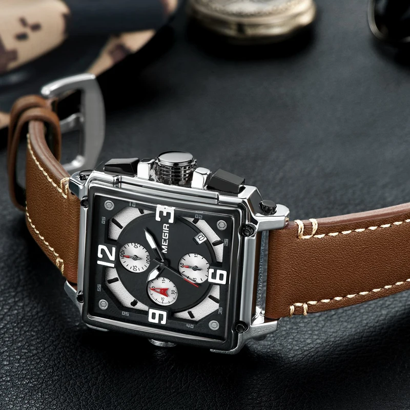 Megir Quartz часы мужские роскошные спортивные армейские хронограф наручные часы лучший бренд светящиеся водонепроницаемые Relogios Masculino часы