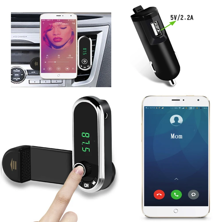 Без аккумулятора на выходе Bluetooth fm-передатчик передатчик громкой связи MP3 аудио умный автомобиль Bluetooth Handsfree кронштейн